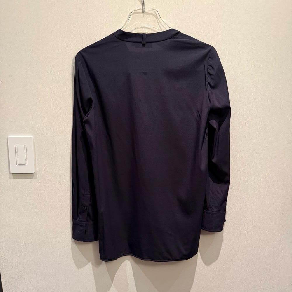 Tory Burch Womens Navy Long Sleeve Shirt Option to Add A Scarf Size 4 - Picture 5 of 9
